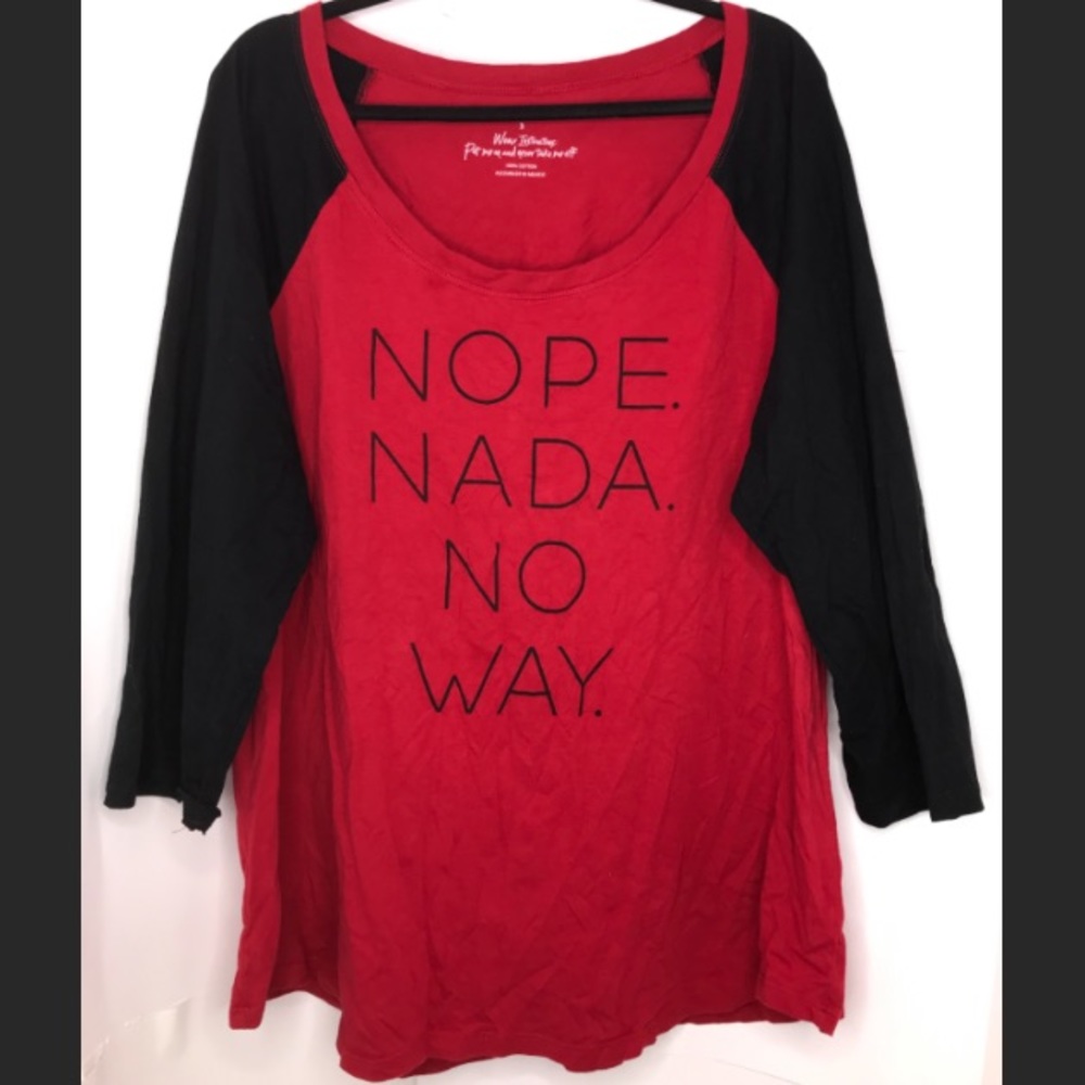 Torrid | Nope Nada No Way Red Black Raglan Tee